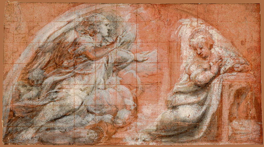 The Annunciation Drawing by Correggio