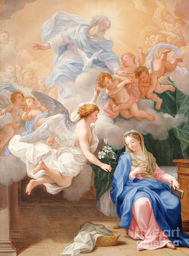 Madonna Painting - The Annunciation by Giovanni Odazzi