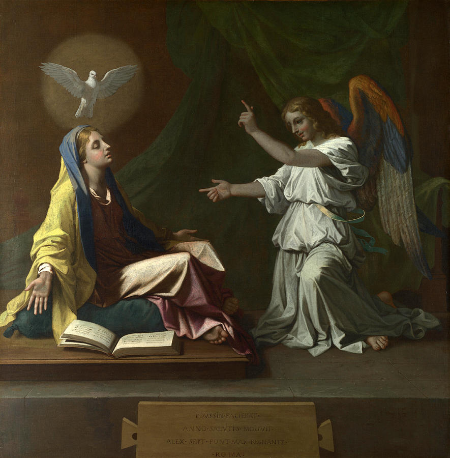 Nicolas Poussin Painting - The Annunciation by Nicolas Poussin