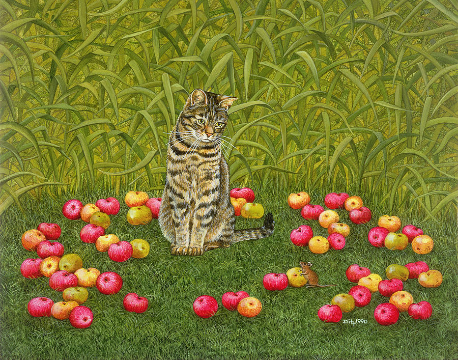 Cat Painting - The Apple Mouse by Ditz