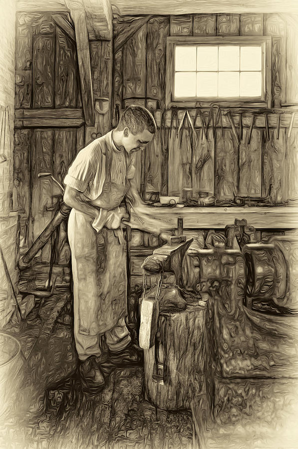 Tool Photograph - The Apprentice - Paint sepia by Steve Harrington