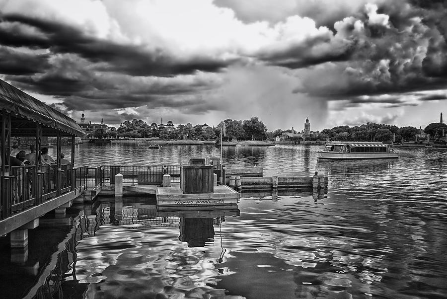 Castle Photograph - The Approaching Storm Walt Disney World BW by Thomas Woolworth