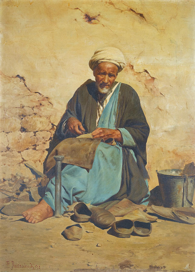 Beautiful Painting - The Arab Cobbler by Pavlos Prosalentis
