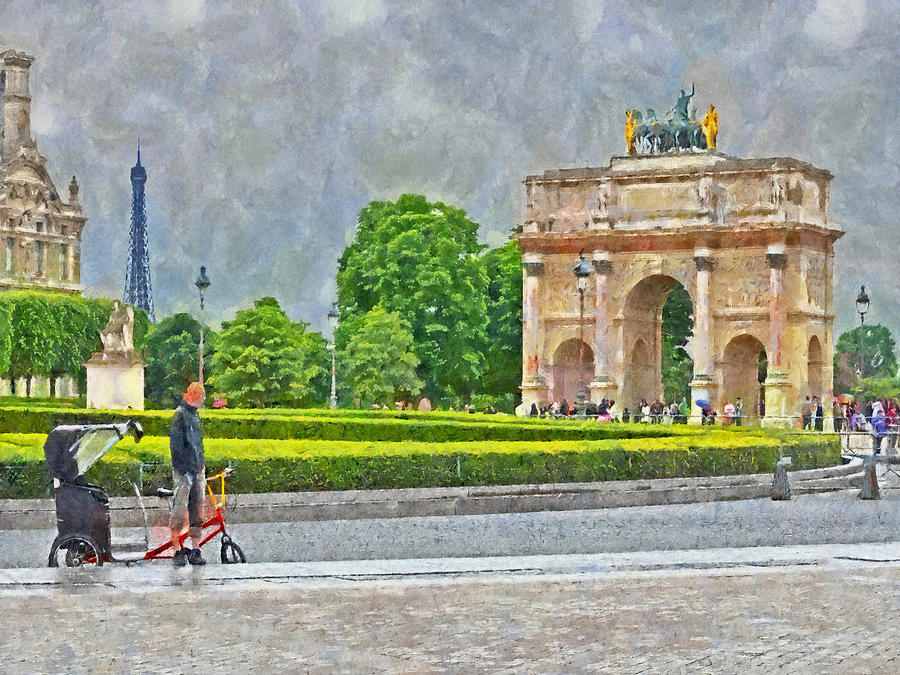 The Arc de Triomphe du Carrousel outside of the Louvre Digital Art by Digital Photographic Arts