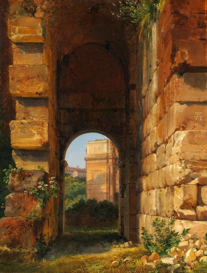 The Arch of Constantine Seen from the Colosseum Painting by Celestial Images
