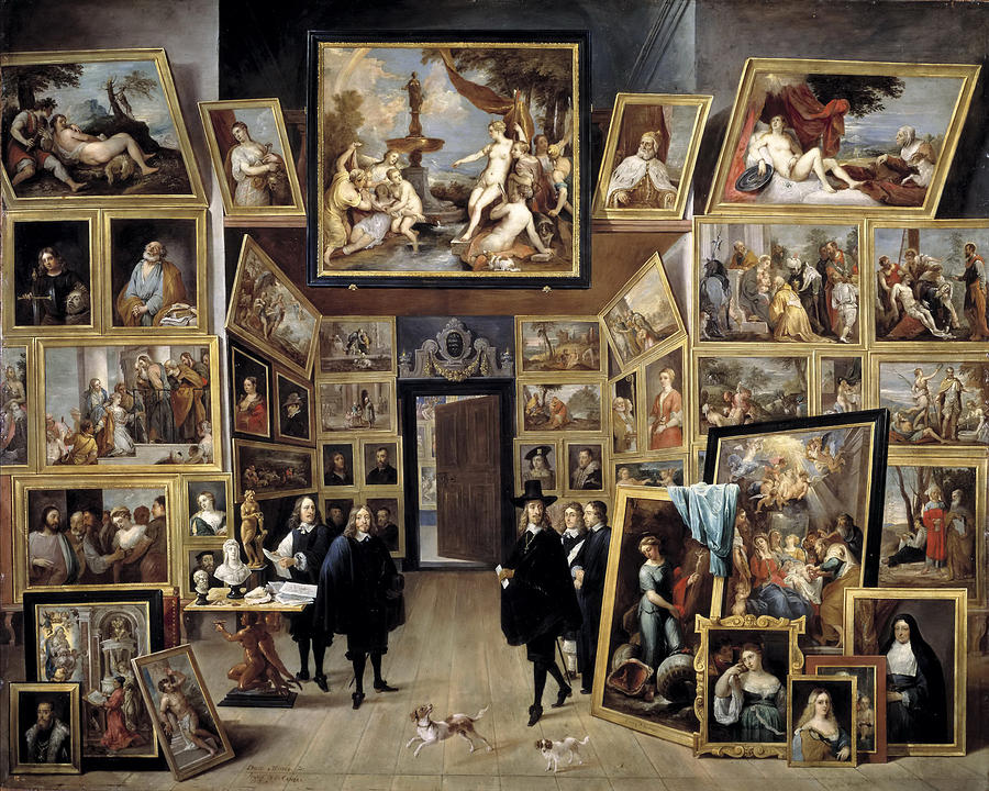 The Archduke Leopold Wilhelm in his Picture Gallery in Brussels Painting by David Teniers the Younger