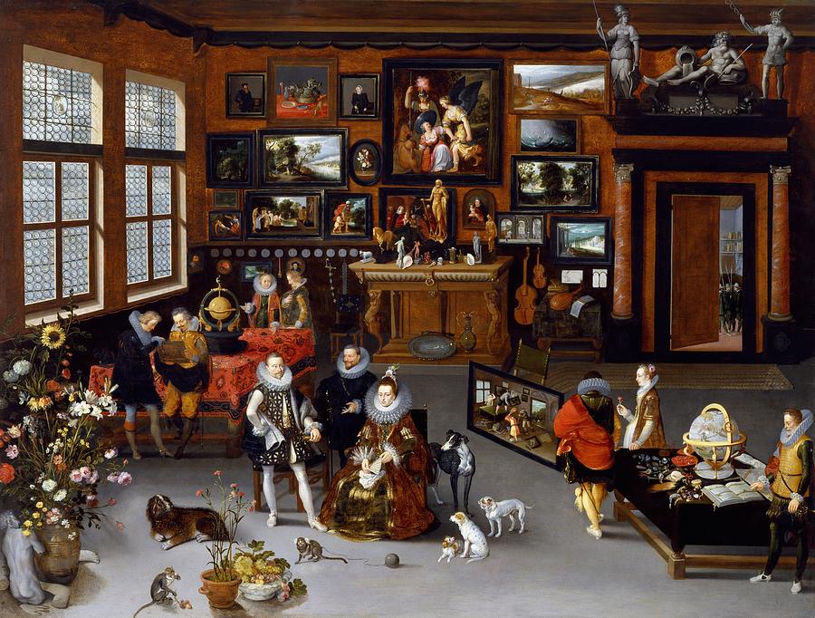Baltimore Painting - The Archdukes Albert and Isabella Visiting a Collectors Cabinet by Jan Brueghel the Elder