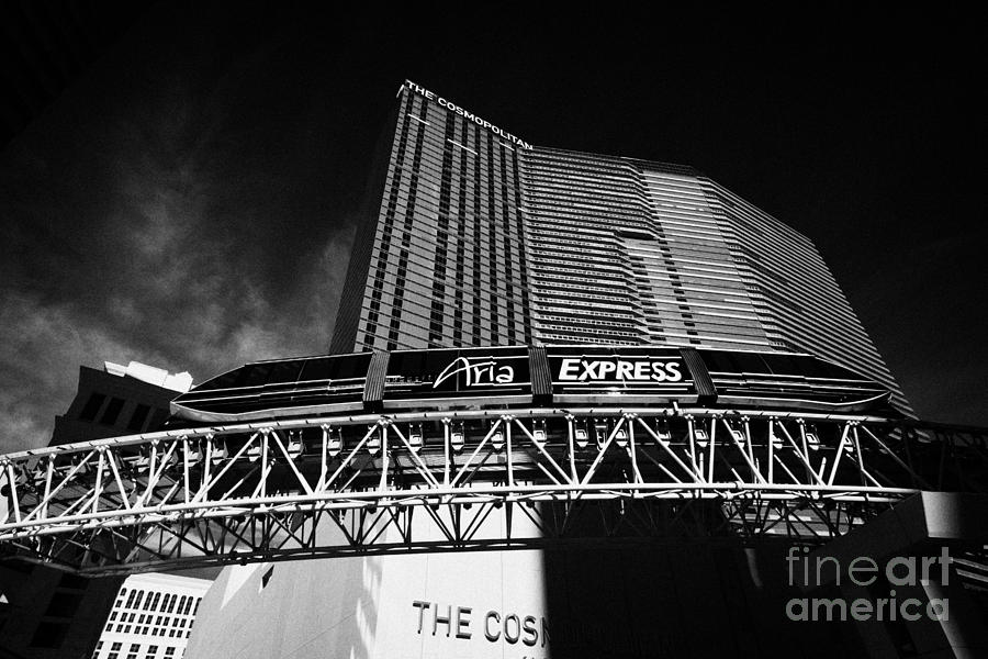 Transportation Photograph - the aria express monorail transport outside the cosmopolitan hotel and casino Las Vegas Nevada USA by Joe Fox