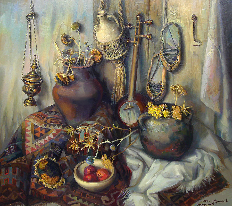 Still Life Painting - The Armenian still-life with culture subjects by Meruzhan Khachatryan