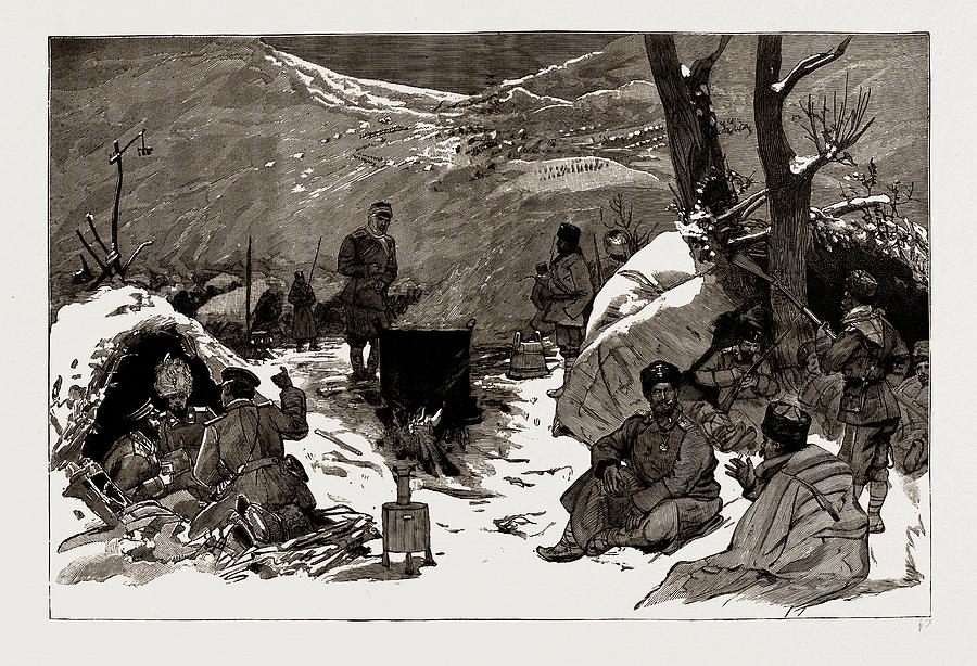 The Armistice A Bulgarian Encampment On The Heights Drawing by Litz