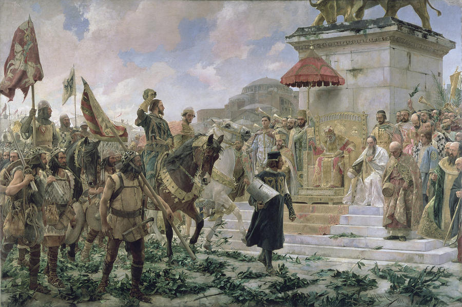 Turkey Photograph - The Arrival Of Roger De Flor 1280-1307 In Constantinople In 1303 With 8000 Almogavares Serving by Jose Moreno Carbonero