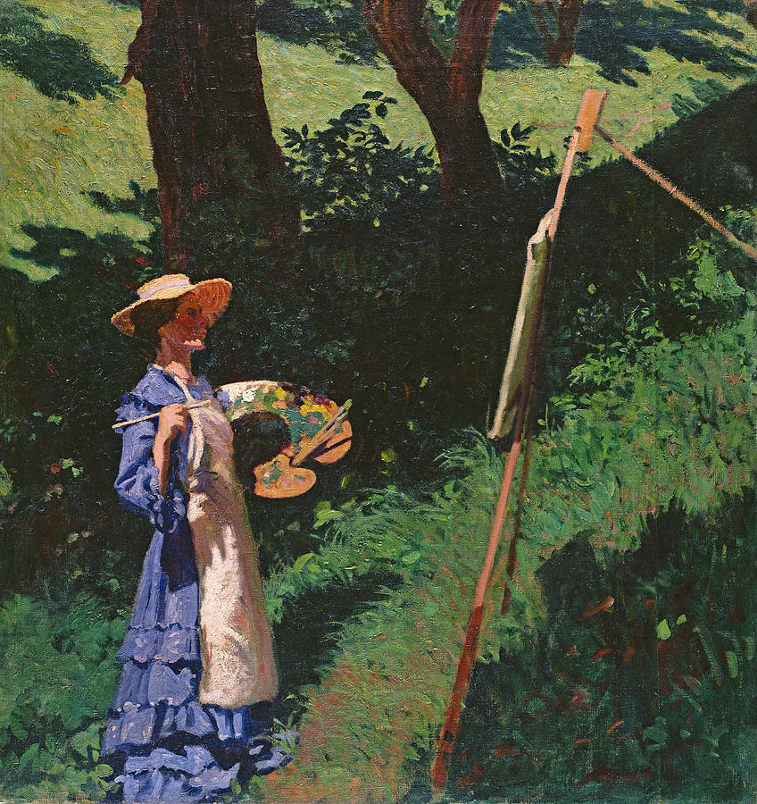 Straw Hat Photograph - The Artist by Karoly Ferenczy