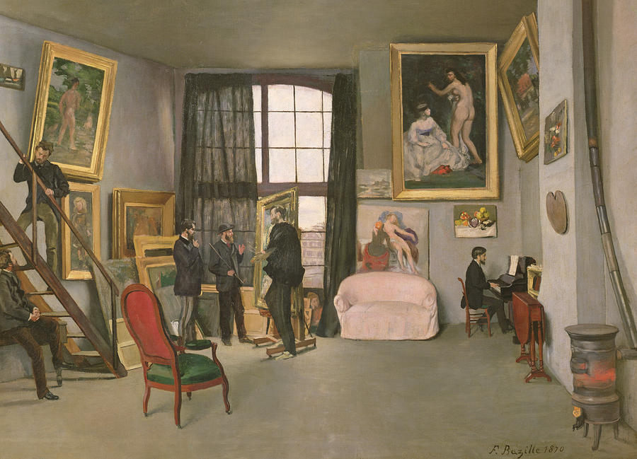 The Artists Studio Painting by Jean Frederic Bazille