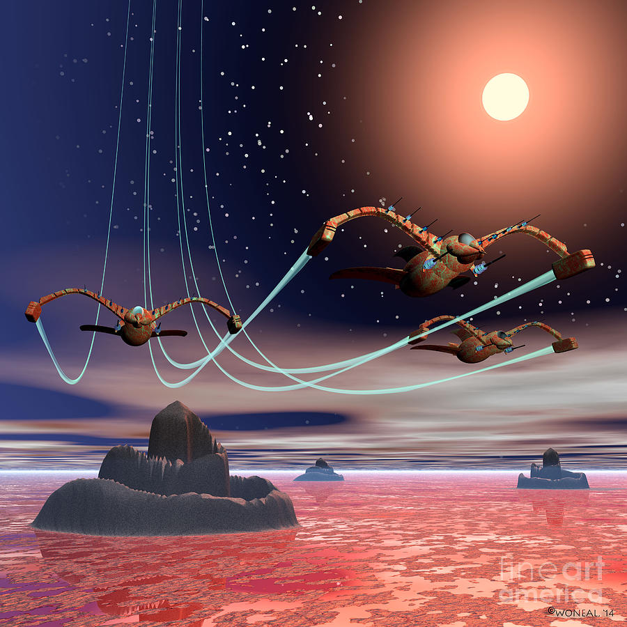 Science Fiction Digital Art - The Attack Of The Raptors by Walter Neal