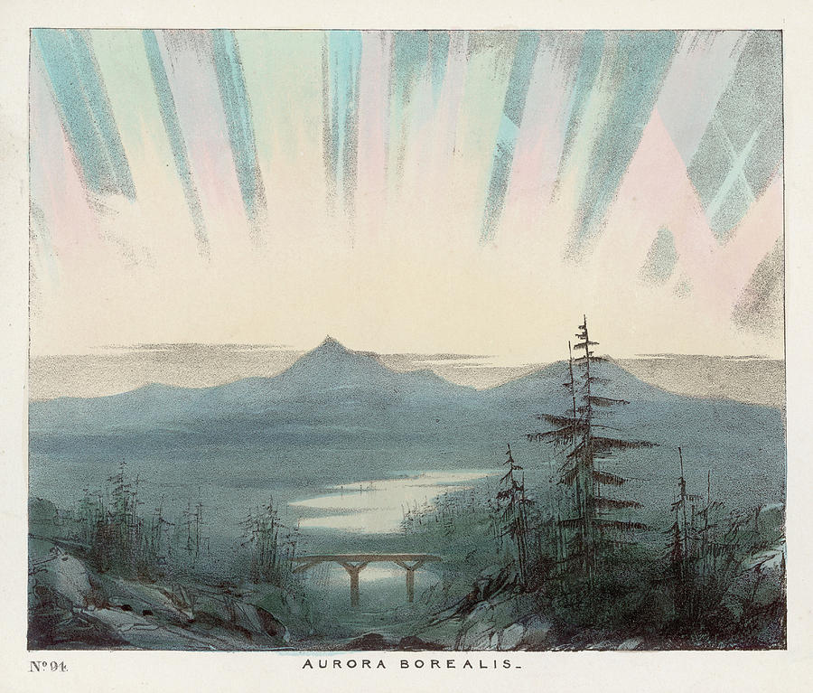 Blunt Drawing - The Aurora Seen In Northern  Europe by Mary Evans Picture Library