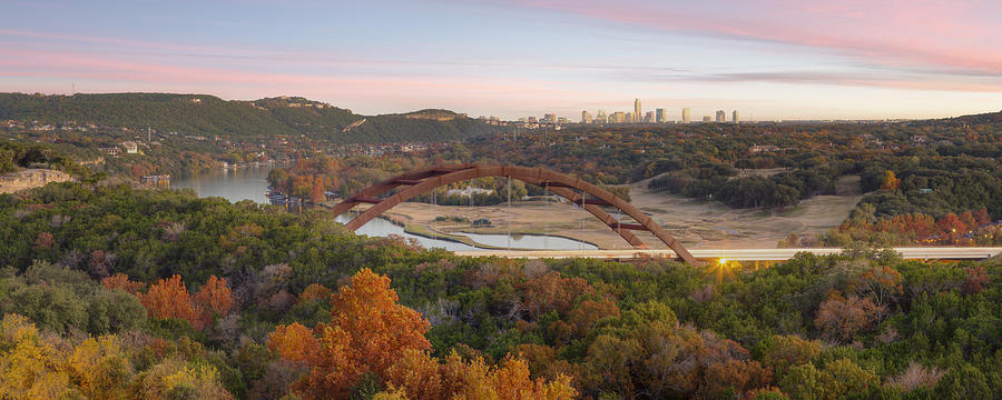 Austin Texas Photograph - The Austin Skyline and 360 Bridge Pano Image by Rob Greebon
