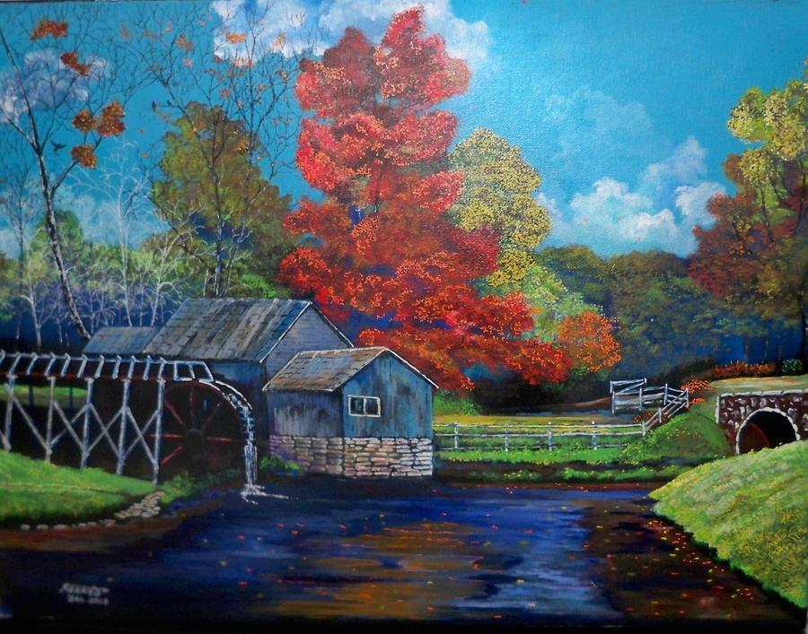 The Autumn Gristmill Painting By Dave Farrow Pixels