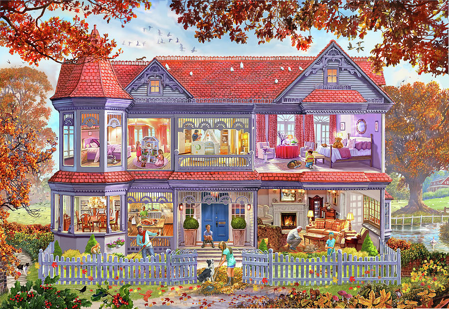 The Autumn House The Fall Painting By Mgl Meiklejohn Graphics Licensing