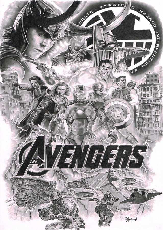 avengers movie drawing