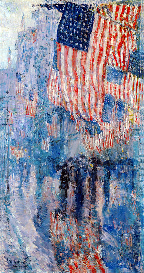 Flag Digital Art - The Avenue In The Rain by Frederick Childe Hassam