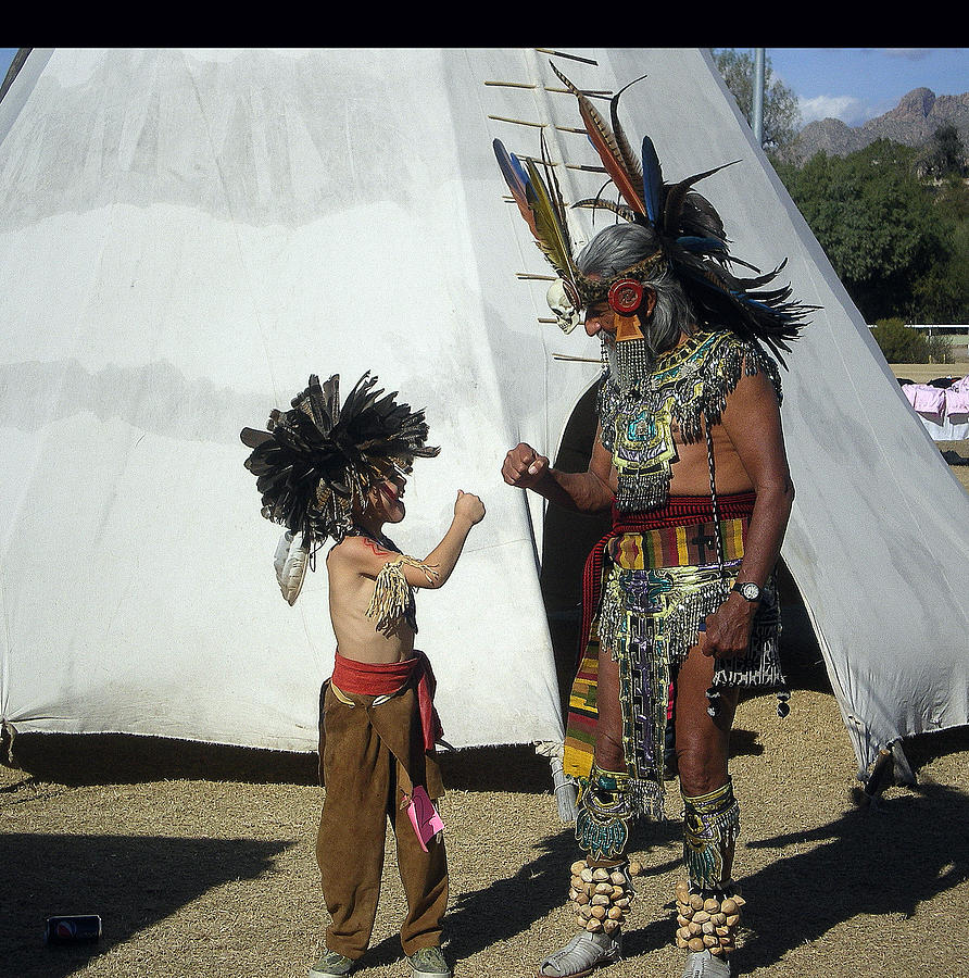 Native American Digital Art - The Aztec Meets Blackfoot by Joseph Wiegand