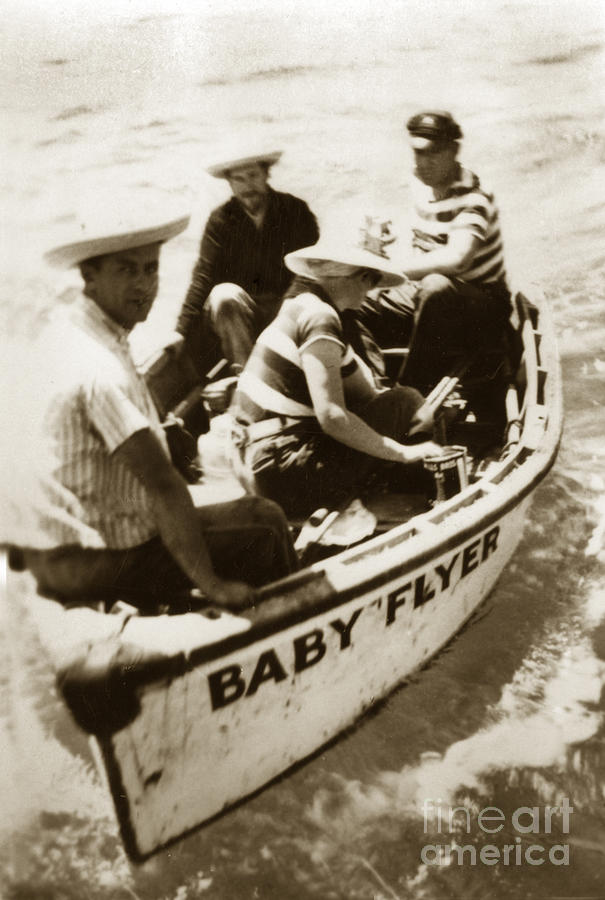 Boat Photograph - The Baby Flyer with Ed Ricketts and John Steinbeck  in Sea of Cortez  1940 by Monterey County Historical Society