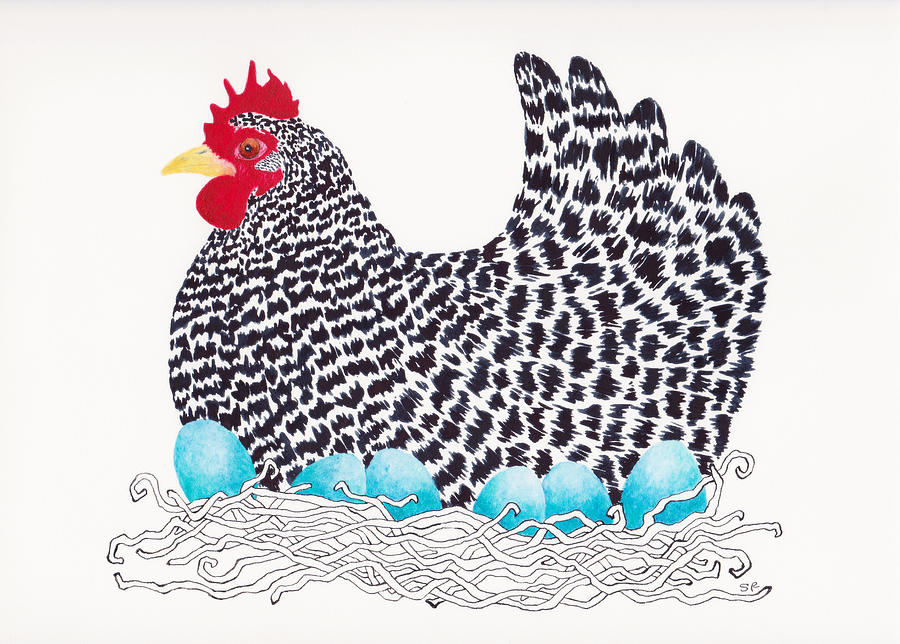 Chicken Painting - The Babysitter by Sarah Rosedahl