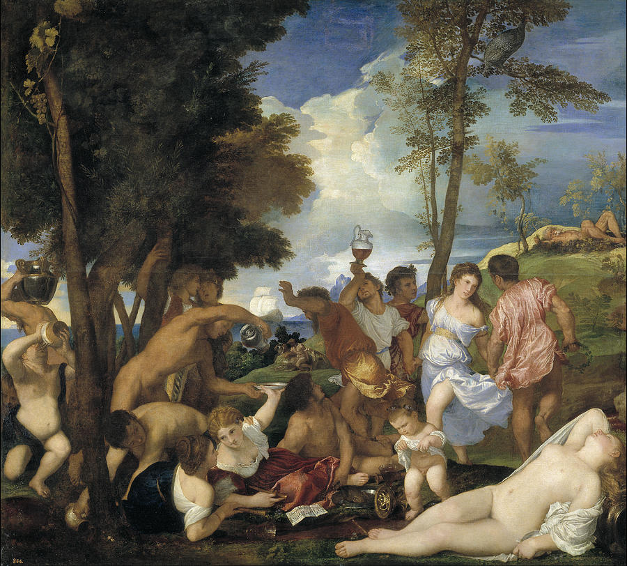 The Bacchanal of the Andrians Painting by Titian