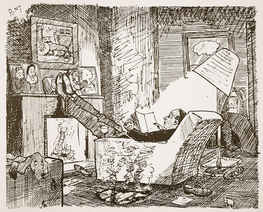 Lamp Drawing - The Bachelor, Illustration From Pont An by Pont