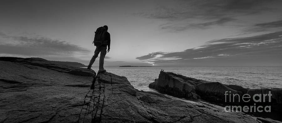 Acadia National Park Photograph - The Backpacker bw pano by Michael Ver Sprill