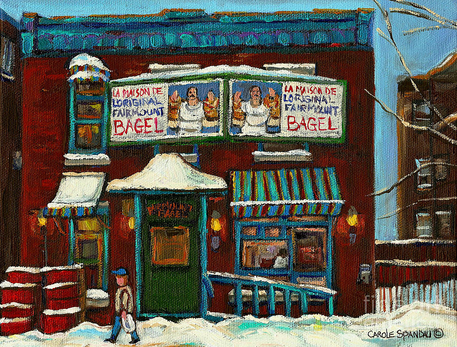 The Bagel Factory On Fairmount Painting by Carole Spandau