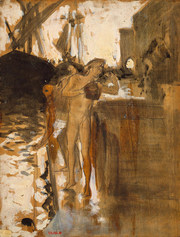John Singer Sargent Painting - The Balcony Spain and Two Nude Bathers on a Wharf by John Singer Sargent