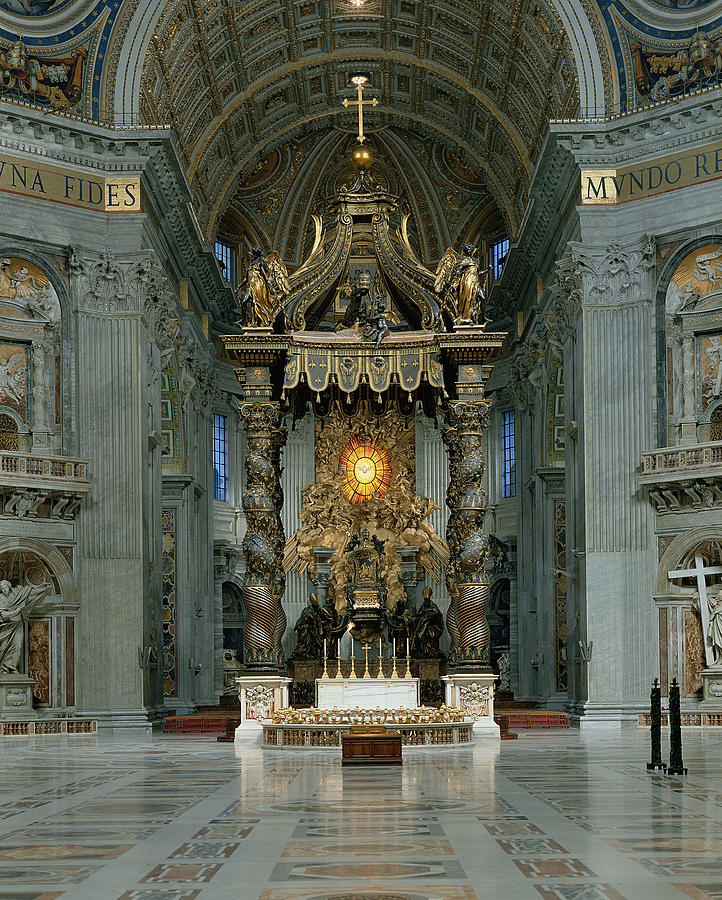The Baldacchino, The High Altar And The Chair Of St. Peter Photo Photograph by Gian Lorenzo Bernini