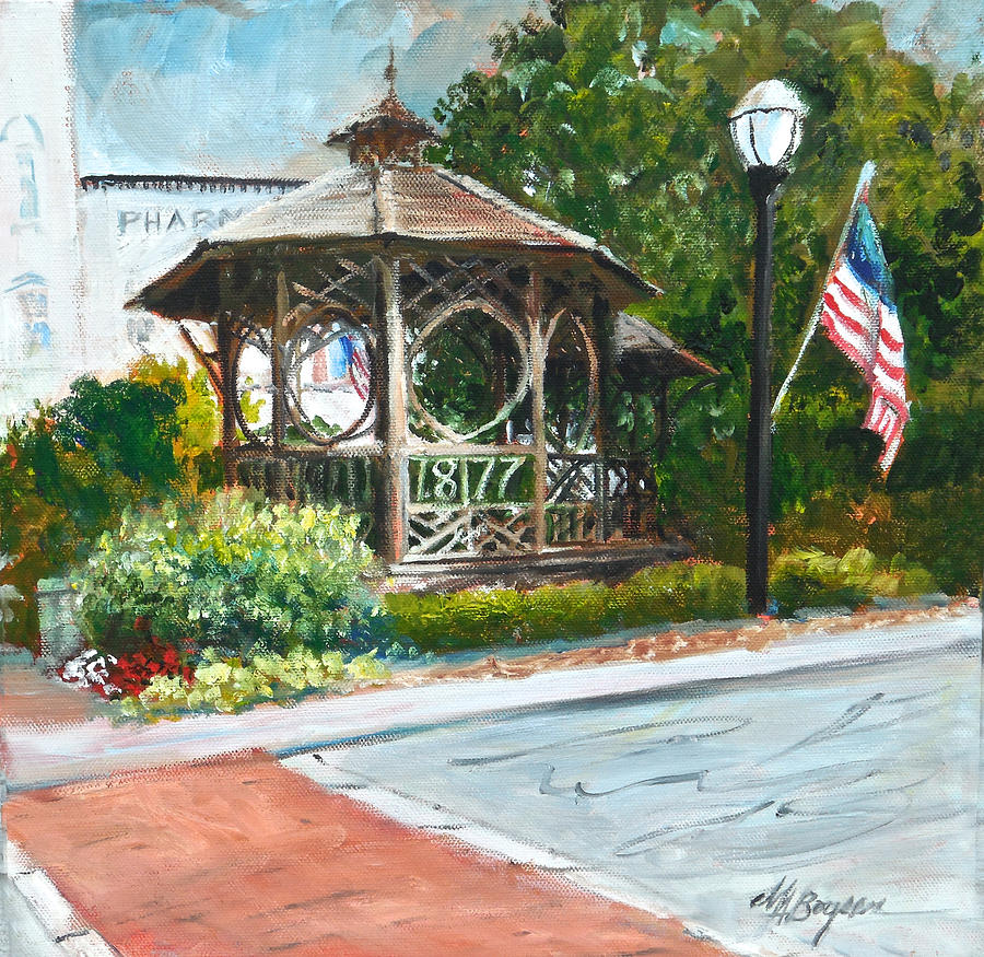 Chagrin Falls Painting - The Bandstand in Triangle Park Chagrin Falls by Maryann Boysen
