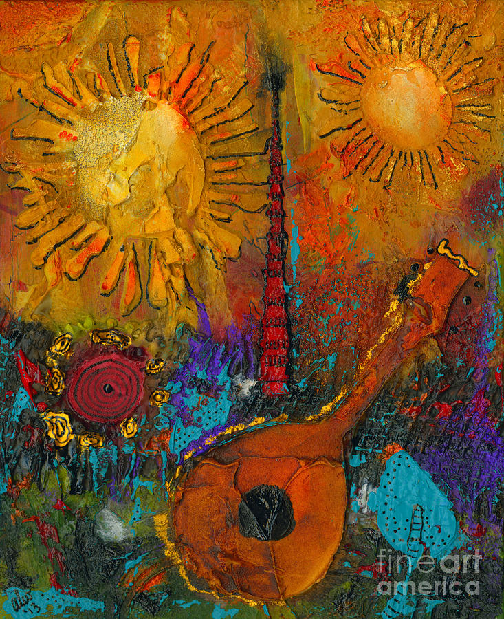 The Banjo and The Tambourine Mixed Media by Angela L Walker