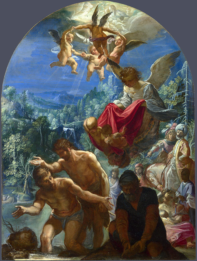 The Baptism of Christ Painting by Adam Elsheimer
