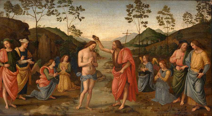 Jesus Christ Painting - The Baptism of Christ by After Pietro Perugino