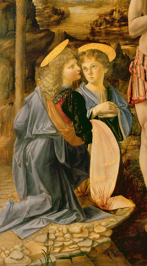 Dove Painting - Detail Of The Baptism of Christ by John the Baptist by Andrea Verrocchio