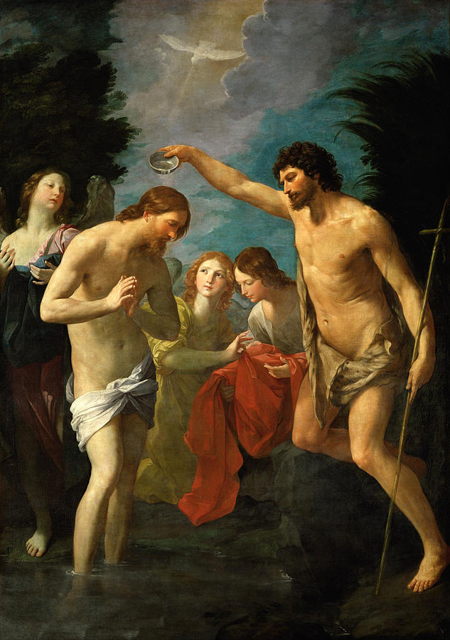 The Baptism of Christ Painting by Guido Reni