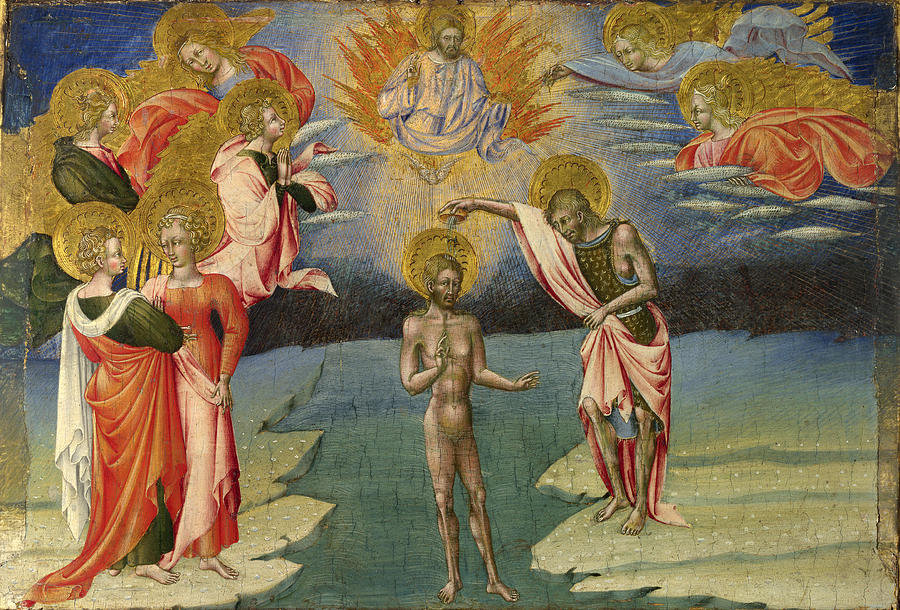 The Baptism of Christ - Predella Panel Painting by Giovanni di Paolo