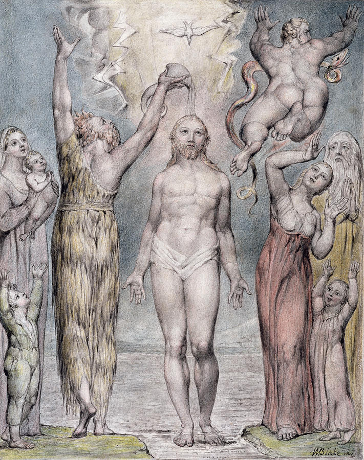 William Blake Drawing - The Baptism Of Christ by William Blake