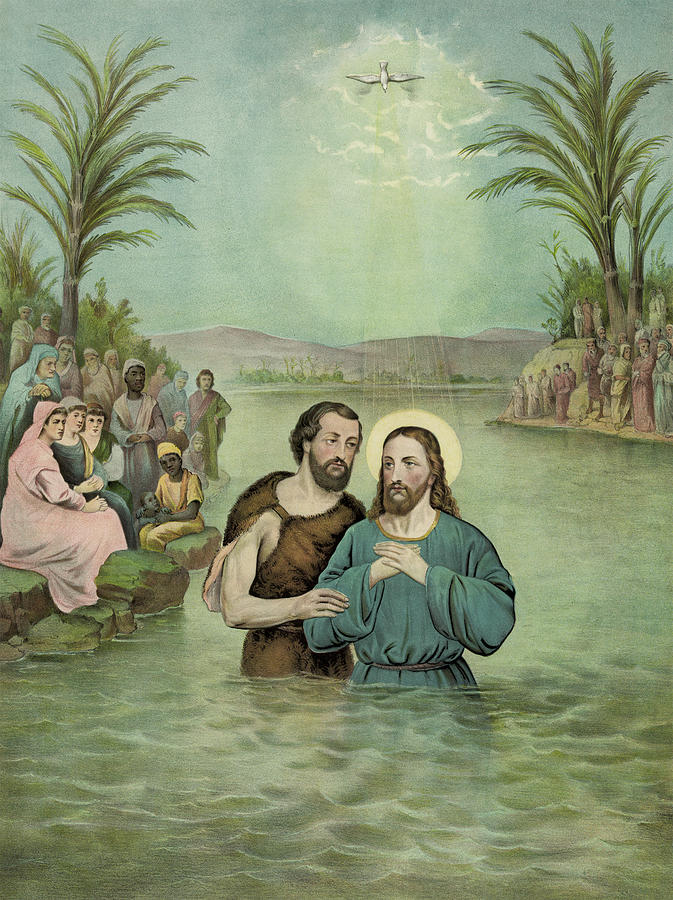Gustave Dore Painting - The Baptism of Jesus Christ Circa 1893 by Aged Pixel