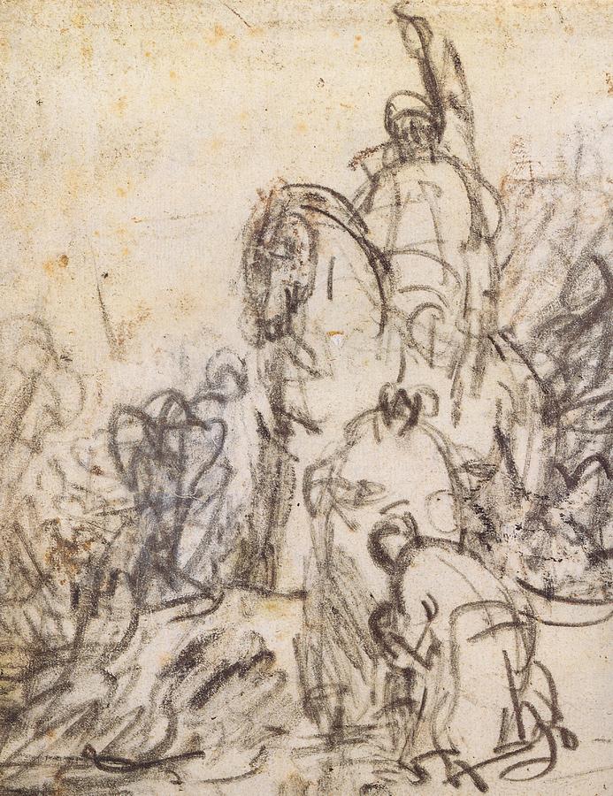 Rembrandt Painting - The baptism of the Eunuch  by Rembrandt