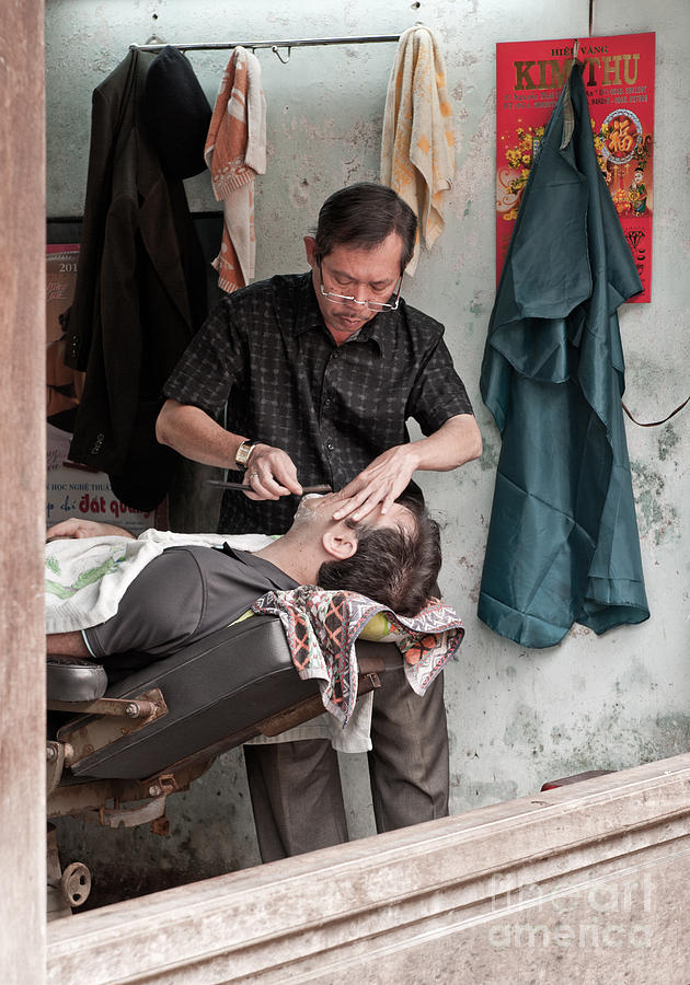 Vietnam Photograph - The Barber Shaves Another Customer 01 by Rick Piper Photography