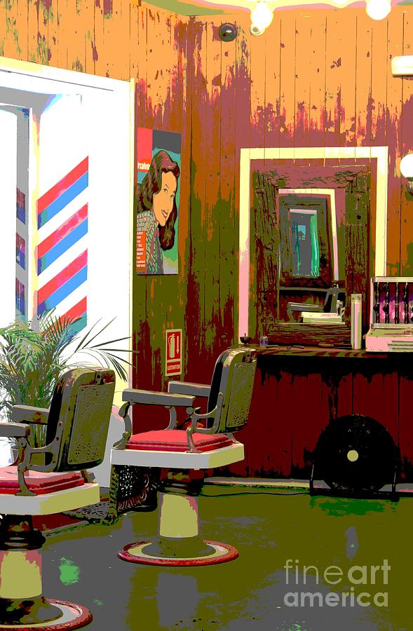 Vintage Photograph - The Barber Shop by Sophie Vigneault