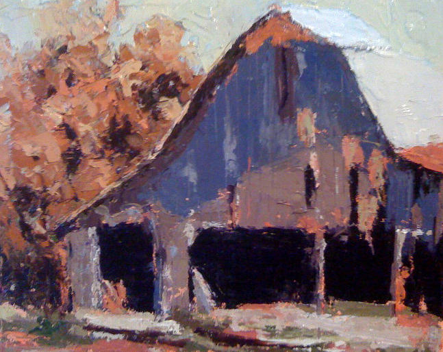 The Barn in October Painting by Sylvia Miller