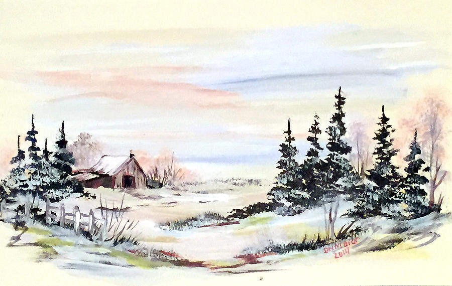 The Barn on a Beautiful Winter Day Painting by Dorothy Maier
