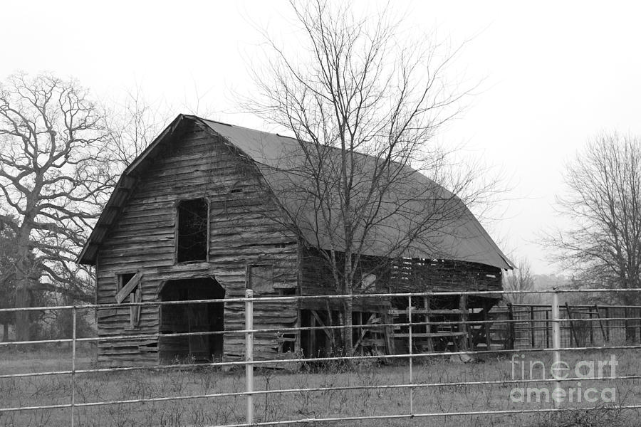 The Barn That Once Was - In B/W Photograph by Kathy  White
