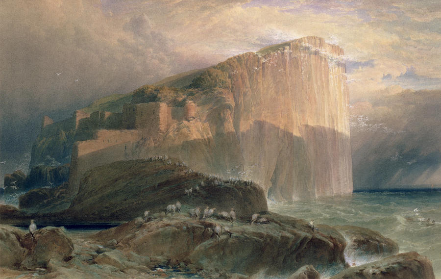 Landscape Drawing - The Bass Rock, East Lothian, 1870 by William Leighton Leitch