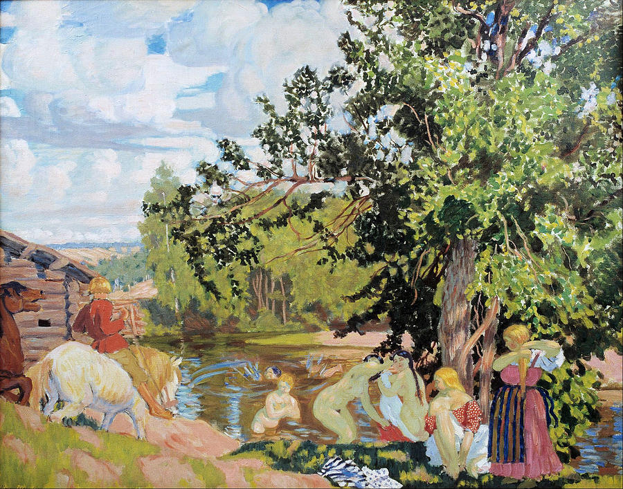 The Bath Painting by Boris Kustodiev